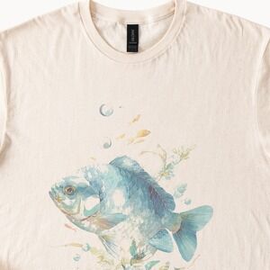 Underwater Ecosystem Graphic Tee Natural Watercolor Fish Art